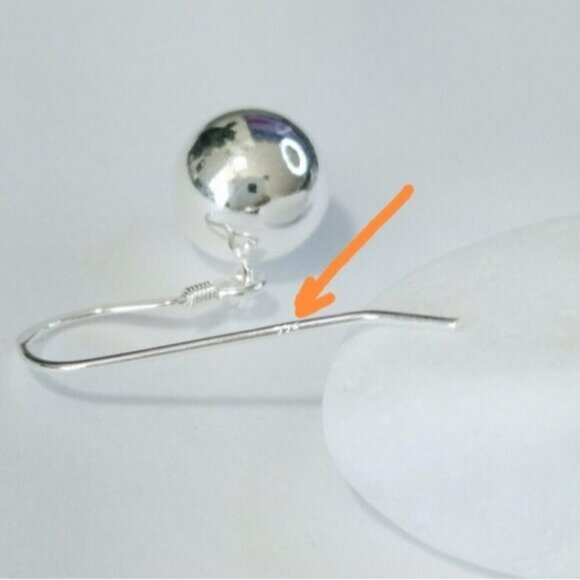 Sterling Silver bead ball drop earrings 10mm NEW - Picture 4 of 7